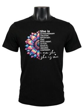 She Is inspirational Graphic Tee -Black